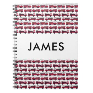 Caderno Espiral Adicione seu nome Red Fire caminhão Personalizado