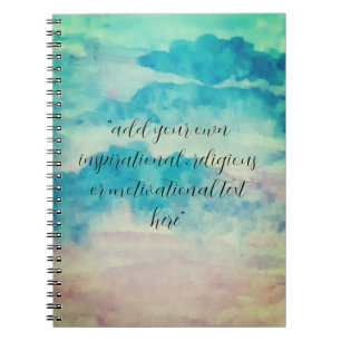 Caderno Espiral Adicione Seu Texto Aquarela Belos Céus Azuis
