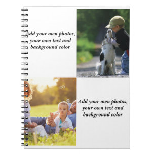 Caderno Espiral Adicione suas próprias fotos, texto e plano de fun