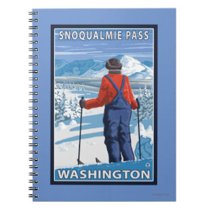 Caderno Espiral Admiração do esquiador - passagem de Snoqualmie,