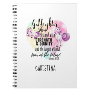 Caderno Espiral Adolescente GodFilha Presente Pink Unicorn Proverb