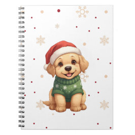 Caderno Espiral Adorable Christmas Dog - Festive Puppy Christmas