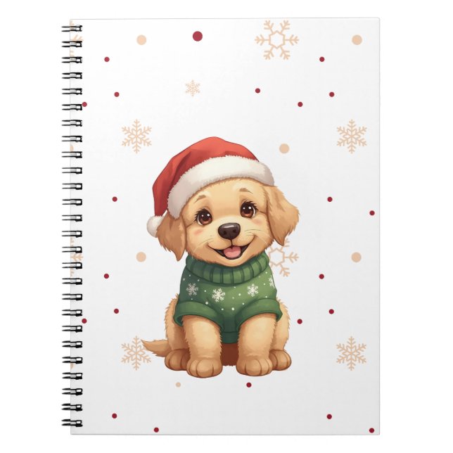 Caderno Espiral Adorable Christmas Dog - Festive Puppy Christmas (Frente)