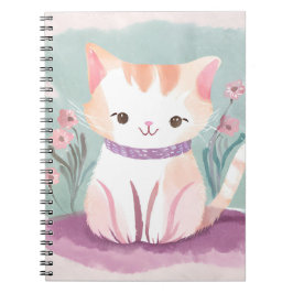 Caderno Espiral Adorable kitten in the flowers