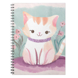 Caderno Espiral Adorable kitten in the flowers