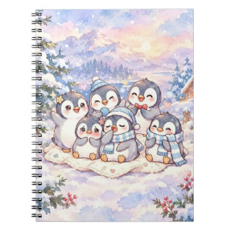 Caderno Espiral Adoráveis Pinguins de Inverno