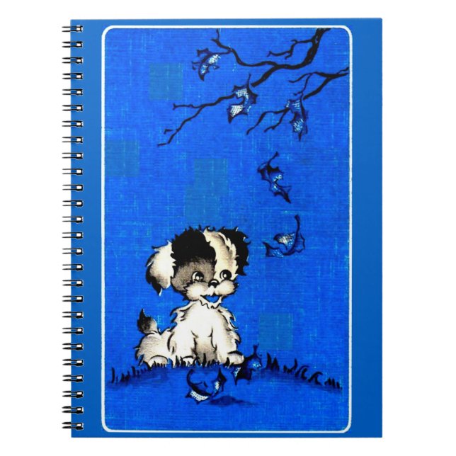 Caderno Espiral adorável cachorrinho no outono (Frente)