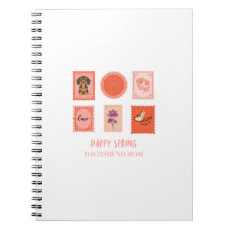 Caderno Espiral Adorável Carimbo de Primavera de Dachshund