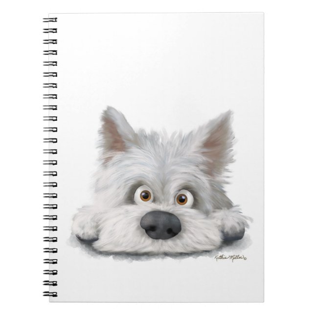Caderno Espiral Adorável Cartoon de Terrier Escocês Branco (Frente)
