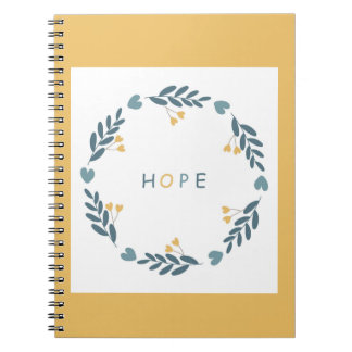 Caderno Espiral adorável coroa de plantas e corações com inscrição