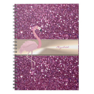Caderno Espiral Adorável Flamingo Rosa Fofo Em Brilho