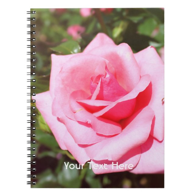 Caderno Espiral adorável flor rosa rosa com corações doces (Frente)