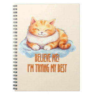 Caderno Espiral Adorável Laranja Tabby Cat. Estou tentando o meu m