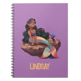Caderno Espiral Adorável Lindo Elegante Sereia com Nome das Crianç
