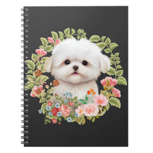 Caderno Espiral Adorável Maltês Puppy em Blogue, amante Maltês de