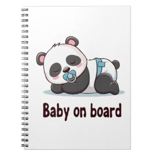 Caderno Espiral Adorável Panda Adormecido "Bebê a Bordo" Adesivo p