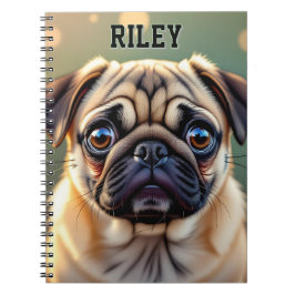 Caderno Espiral Adorável Pug Close up | Cachorro Fofo Personalizad