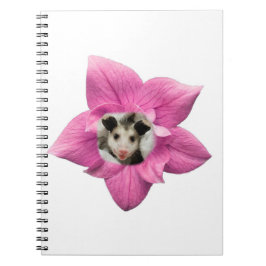 Caderno Espiral Adoravelmente Fofo Bebê de Gambá Floral
