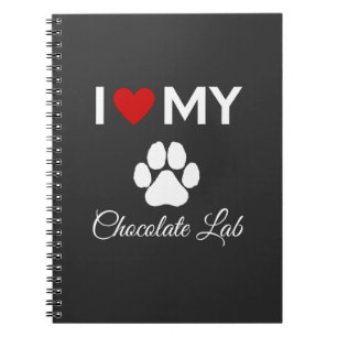 Caderno Espiral Adoro o texto personalizado do cão do Chocolate La