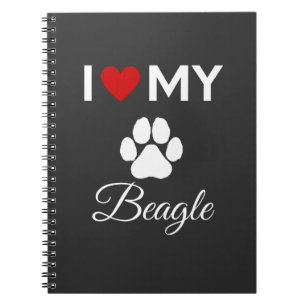 Caderno Espiral Adoro o texto personalizado do meu cão Beagle