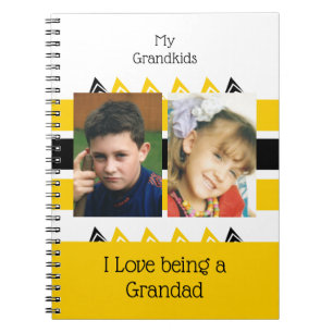 Caderno Espiral Adoro ser um Avô adicionar fotos amarelo branco