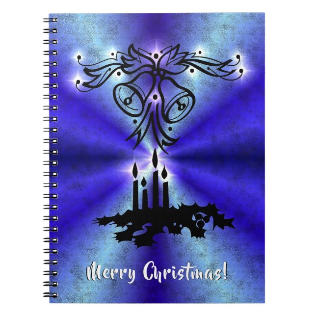 Caderno Espiral Advento, Artdeco de Natal no Arco Verde Azul (Frente)
