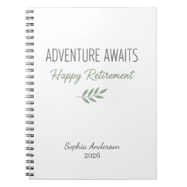 Caderno Espiral Adventure Awaits Retirement Personalized