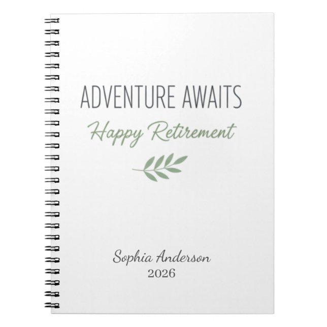 Caderno Espiral Adventure Awaits Retirement Personalized (Frente)
