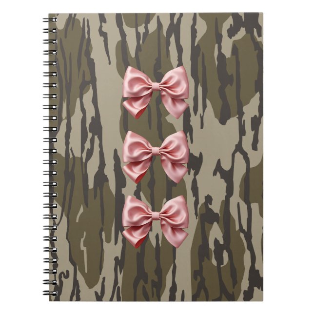 Caderno Espiral Aestésico Bottomland Camo Baby Pink Fitas e Arcos (Frente)