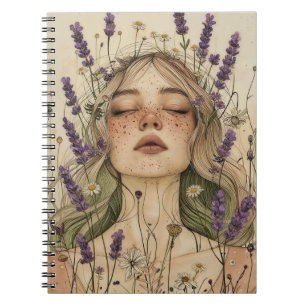 Caderno Espiral Aesthetic Cottagecore Girl Art Print