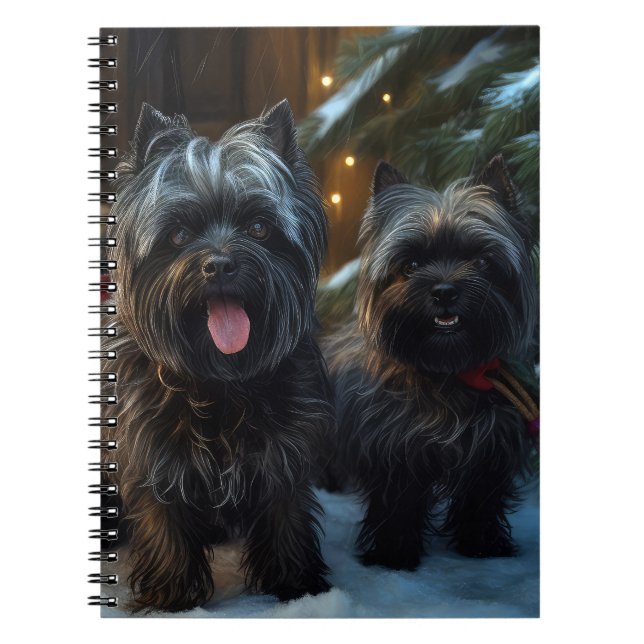 Caderno Espiral Affenpinscher Snowy Sleigh Passeia Decência de Nat (Frente)