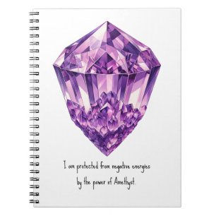 Caderno Espiral Afirmação Metafísica do Cristal de Ametista Roxa