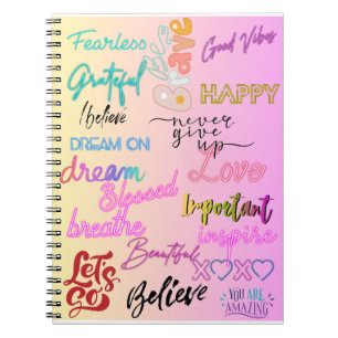 Caderno Espiral Afirmações de Consciência de Saúde Mental Positiva