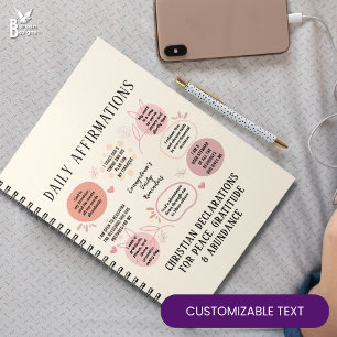 Caderno Espiral Afirmações Diárias Personalizadas Versículo da Bíb