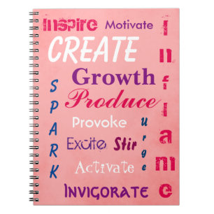 Caderno Espiral Afirmações positivas do Design rosa