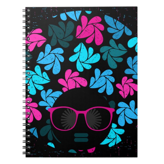 Caderno Espiral Afro Diva Turquesa e Rosa Quente (Frente)