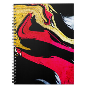 Caderno Espiral Agate Crystal. Ouro, design artístico. A