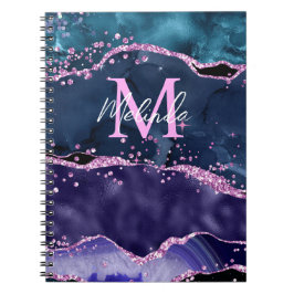 Caderno Espiral Agato do Oceano Glitor Azul-marinho e Roxo