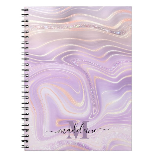 Caderno Espiral Agato Iridescente de Cristal Rosa (Frente)