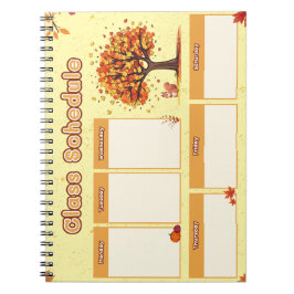 Caderno Espiral Agenda de Aulas de Outono com Ilustrações de Outon