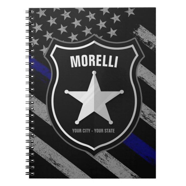 Caderno Espiral Agente de Polícia de NOME Personalizado Xerife Pav (Frente)
