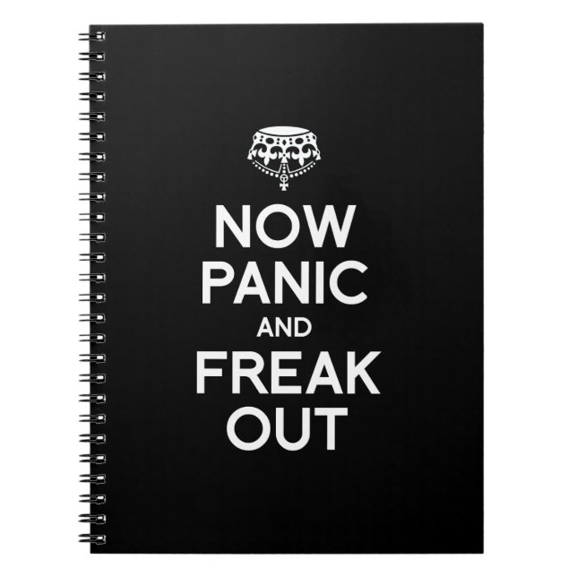 CADERNO ESPIRAL AGORA PÂNICO E ARREPIANTE PARA FORA (Frente)
