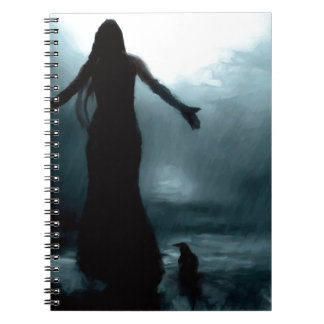 Caderno Espiral água de chuva morrigan do corvo do corvo da deusa