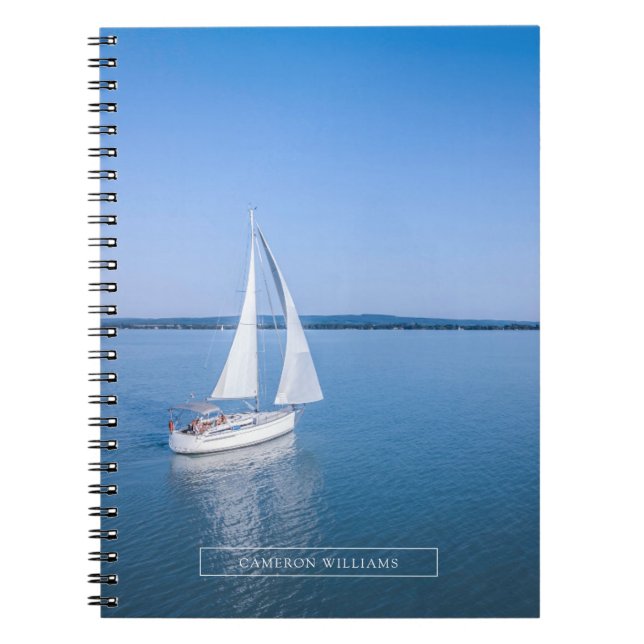Caderno Espiral Água | Iate no lago Balaton da Hungria (Frente)