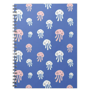 Caderno Espiral Água-viva em Fundo Azul