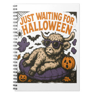 Caderno Espiral Aguardando Pelo Highland Cow de Halloween