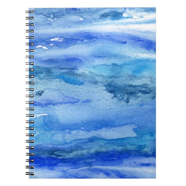 Caderno Espiral Aguarela abstrata do azul (Frente)