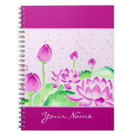 Caderno Espiral Aguarela cor-de-rosa brilhante de Lotus que pinta