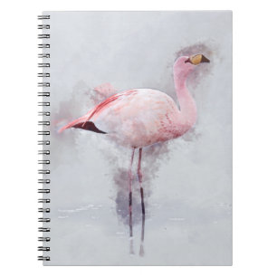 Caderno Espiral Aguarela cor-de-rosa do flamingo