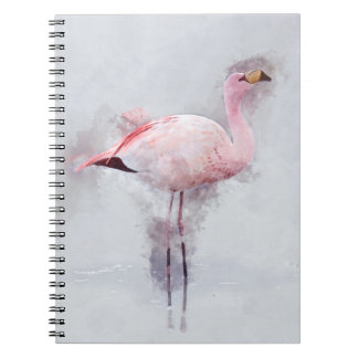 Caderno Espiral Aguarela cor-de-rosa do flamingo